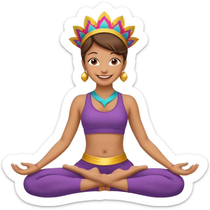 Uma pessoa em posição de yoga vestida de carnaval fantasiado sticker