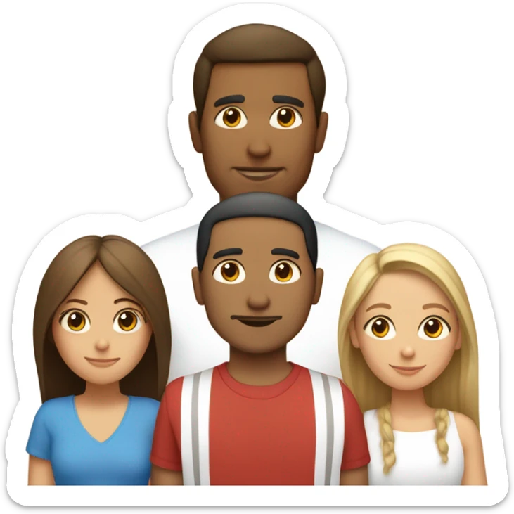 Puerto rican beard short brown hair  with blond long hair woman and brown long hair girl Family  sticker