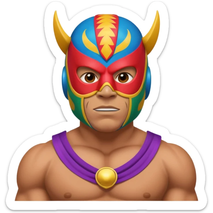 Mexican wrestler portrait, head and shoulders only, colorful luchador mask, muscular collar, confident expression, 3D cartoon, mobile game icon style, clean background, no text, no watermark
 sticker