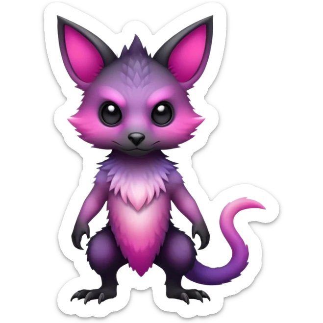 Cool Edgy Black-pink-purple-gradient badass Trico-animal-creature full body sticker