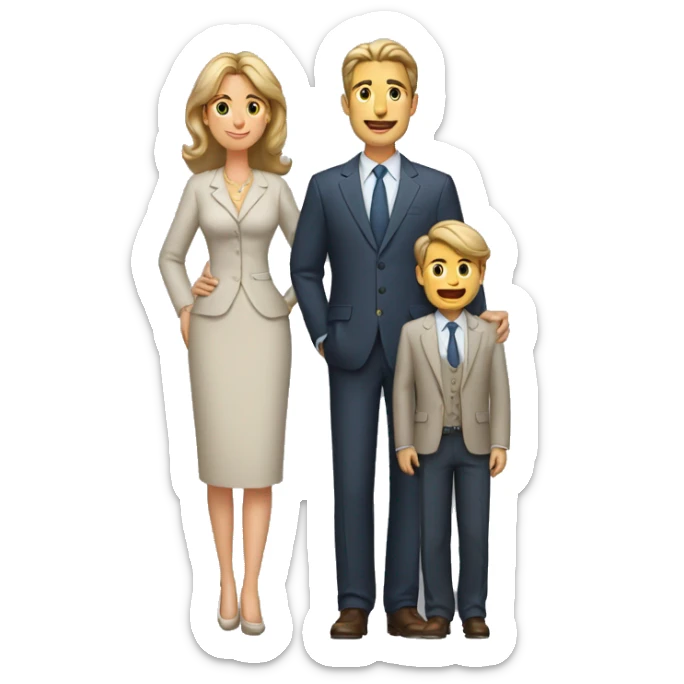 male and female parents who are well dressed and the man is standind behind the women full body sticker