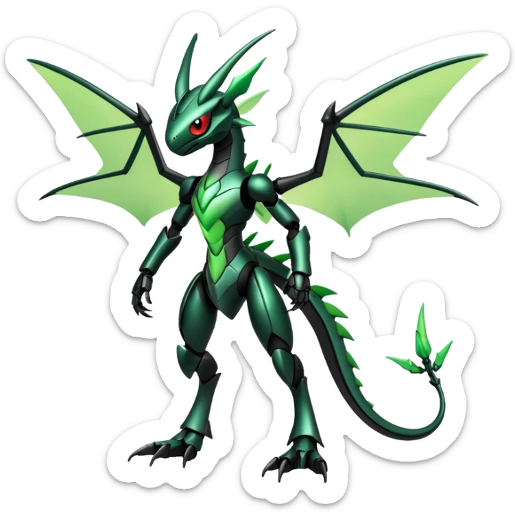Gothic Black Edgy Futuristic Flygon-Scyther-Fakemon-hybrid Full Body sticker