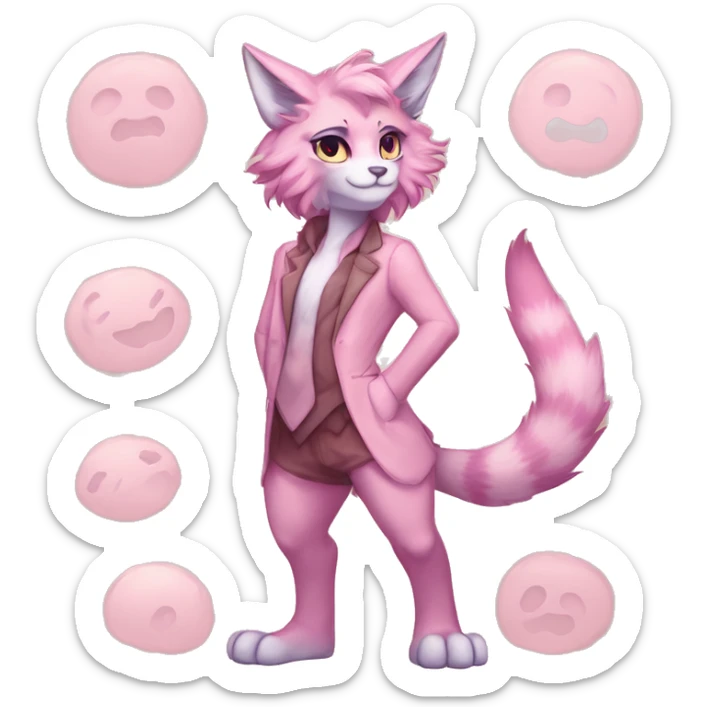 Anthropomorphic Anthro Pastel Pink Sona Lynx-Fakémon Furry Full Body sticker