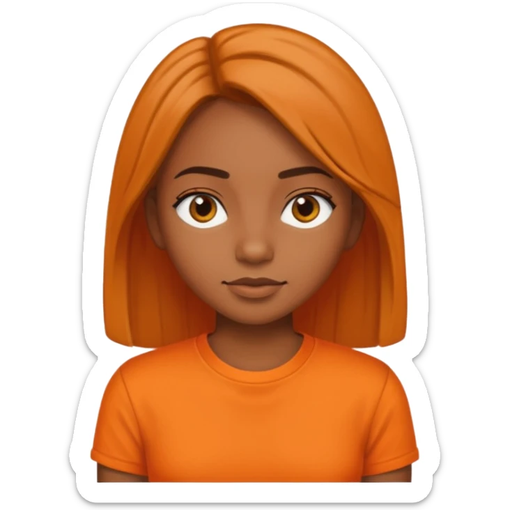 brown skin girl straight hair and orange shirt sticker