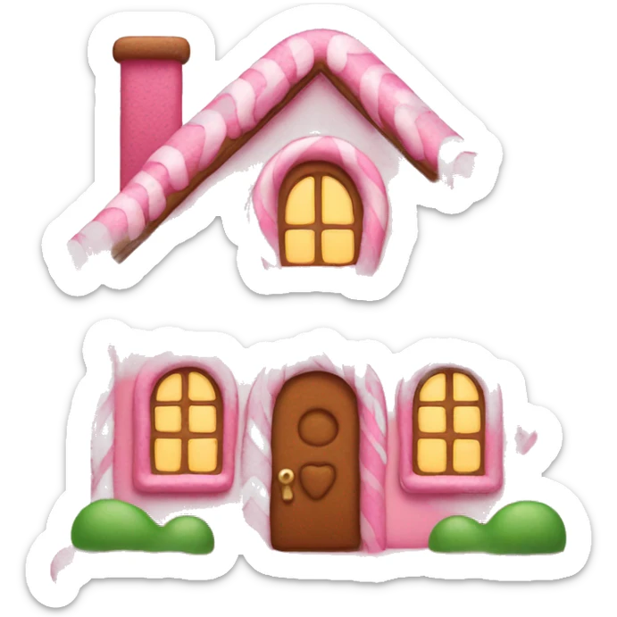 Pink gingerbread house sticker