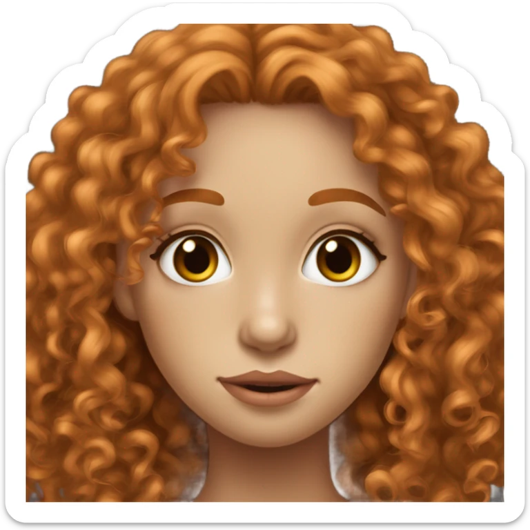 ginger girl curly hair light skin brown eyes nice cheekbones freckles full lips cute lashes face piercings  sticker
