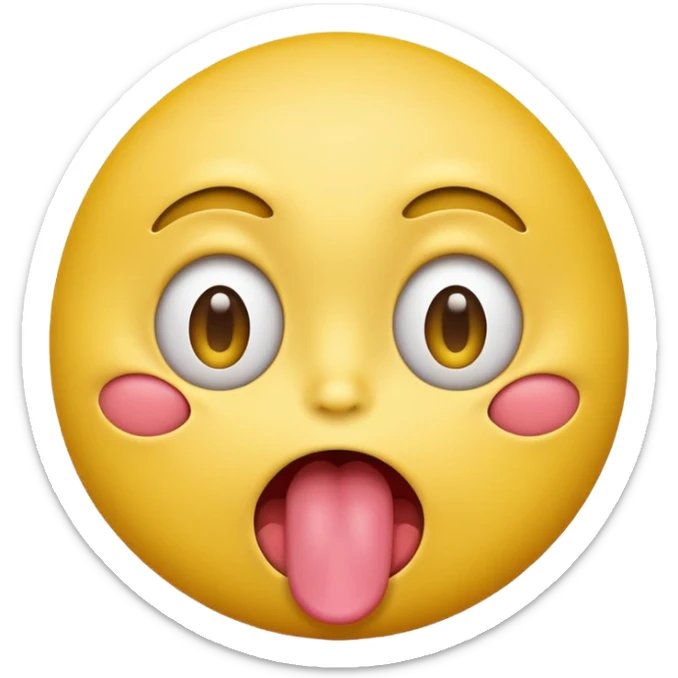 Emoji of a yellow face with tongue out and eyes rolled back. sticker