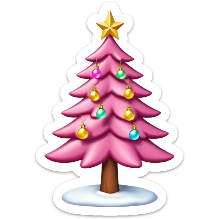 Crea un arbol de navidad en color rosa que parezca de caramelo Agrega luces navideñas has que la estrella  de arriba brille sticker