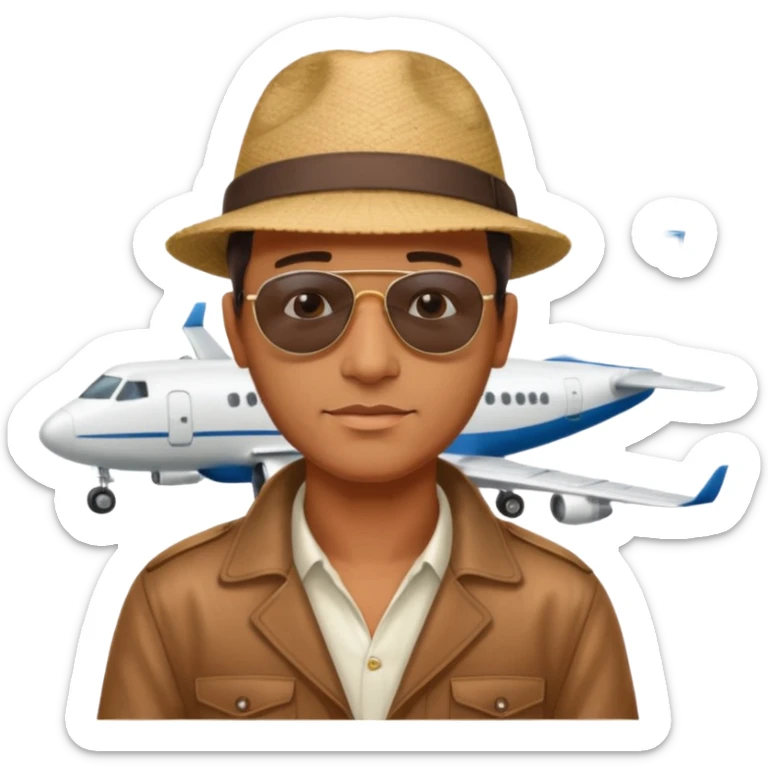 homme créole réunionnais avec chapeau arrive avion a gillot sticker