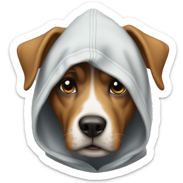 Dog wearing a hoodie sticker