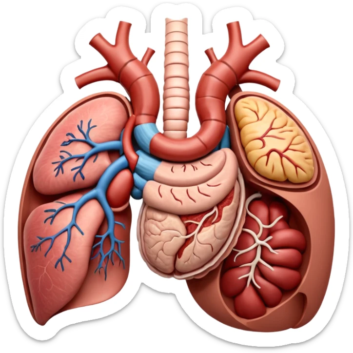 A highly detailed 3D accurate and anatomical model of the belly of a human, including the intestines, stomach, kidneys etc. Medical illustration style, realistic lighting, neutral background, hyper-detailed, scientific accuracy, 8K resolution sticker
