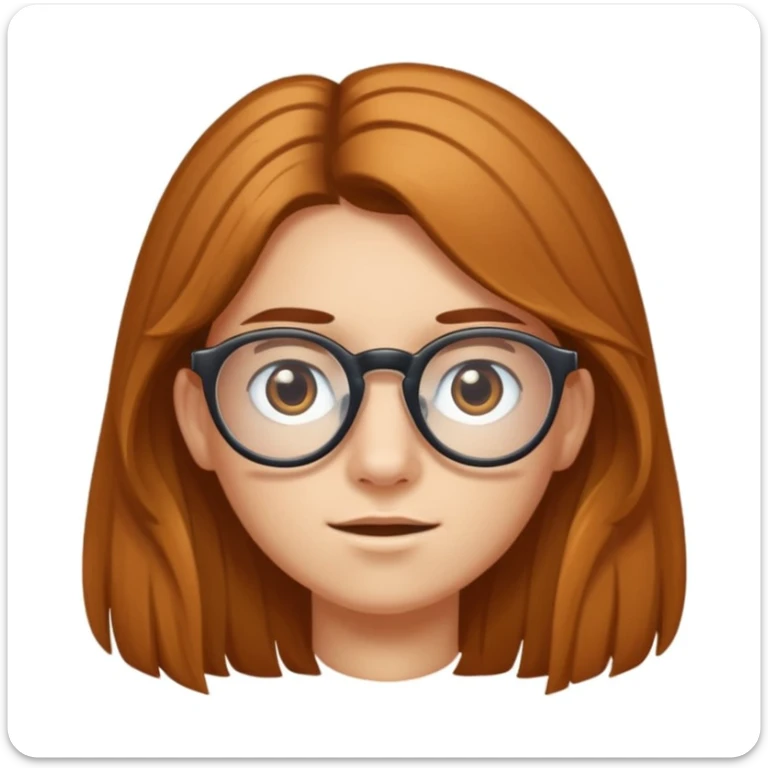 Une adolescente avec des taches de rousseurs, des grandes lunettes, des cheveux châtains clair longs et lisses et des yeux marrons  sticker