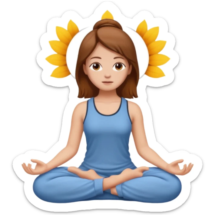 a girl meditating with brown fair hair and fair skin  sticker