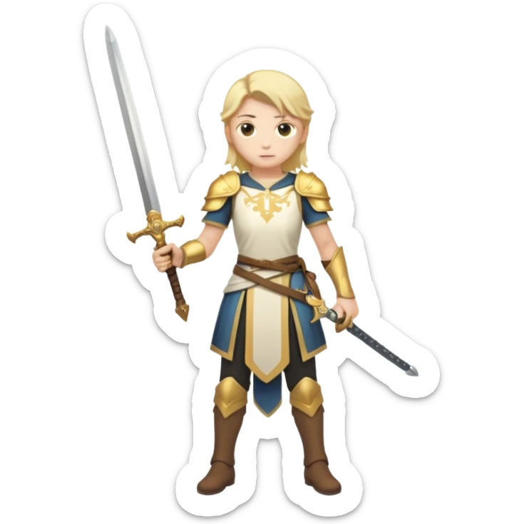 White and golden Lumine (from Genshin Impact) with a sword (full body) sticker
