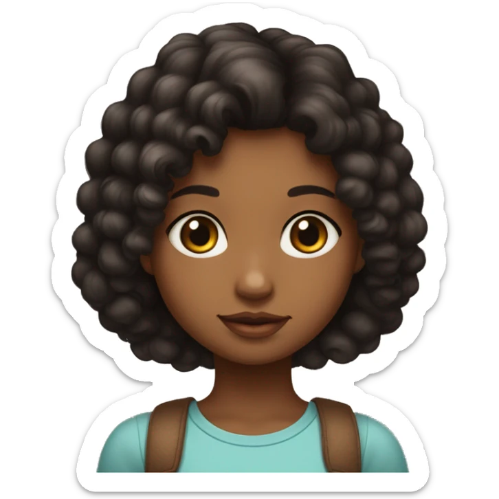 Una niña de pelo rulo negro,ojos marrones y que le gusta dibujar y los gatos  sticker