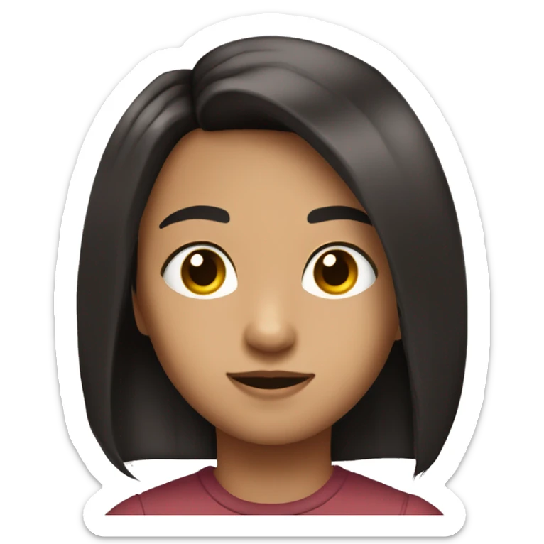 Little mid toned kid with black straight ear length hair and middle part brown eyes  sticker