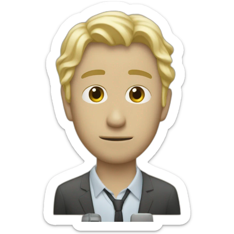 blonde sevillian male journalist listening to Radiohead sticker