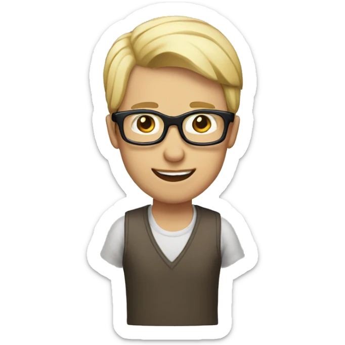 male-darkhair-tupe-glasses and blonde-women-with-Short-hair sticker