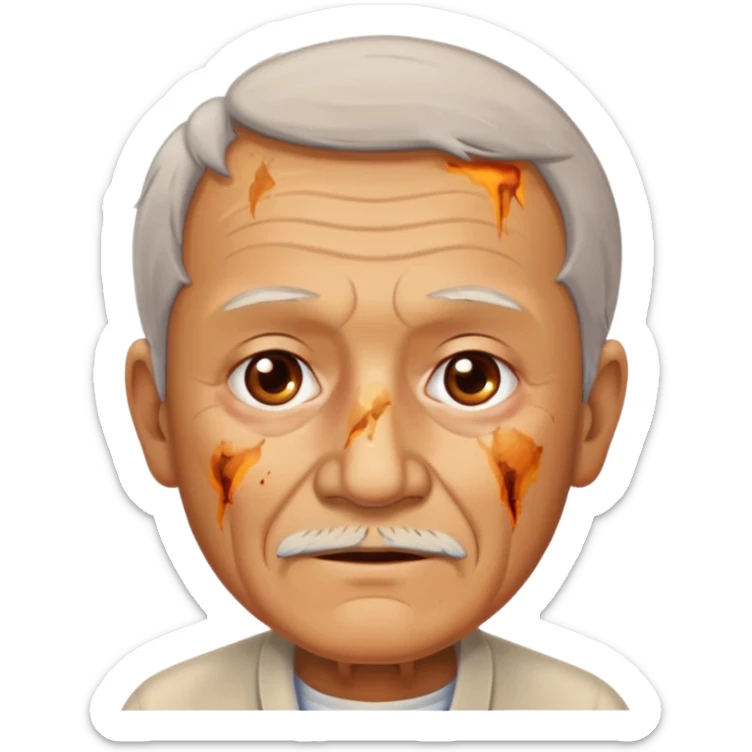 AN OLD MAN FULL OF BURNED MARKS BECAUSE OF COOKING OIL sticker