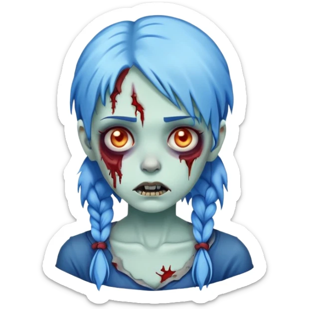 Zombie girl with blue hair emoji sticker