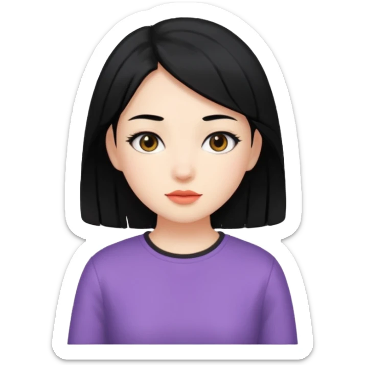 Girl WITH black Longinos hair and aesthetic clothes sticker