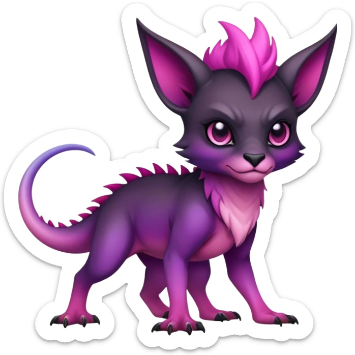 Cool Edgy Black-pink-purple-gradient badass Fionbri-Vernid-animal-creature full bodyd sticker
