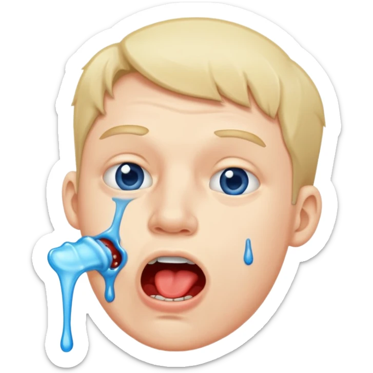 Man Hungry drooling and blue saliva dripping out of the mouth sticker