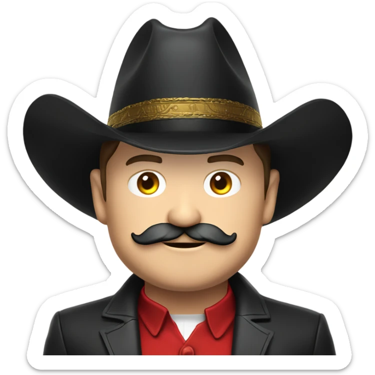  Elon musk with big mustache and black sombrero mexican hat and Tesla logo red shirt Tesla symbol coin sticker