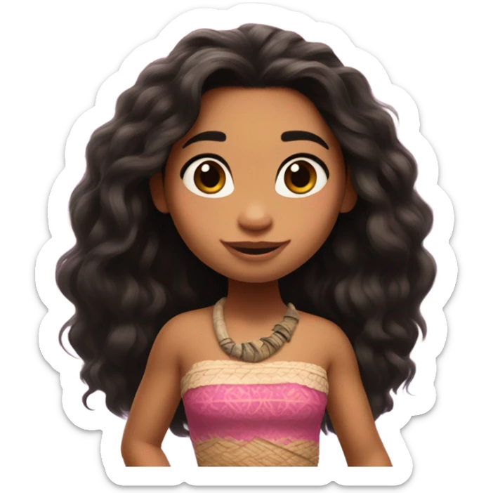 Moana from the Disney movie moana wearing pink with long hair sticker