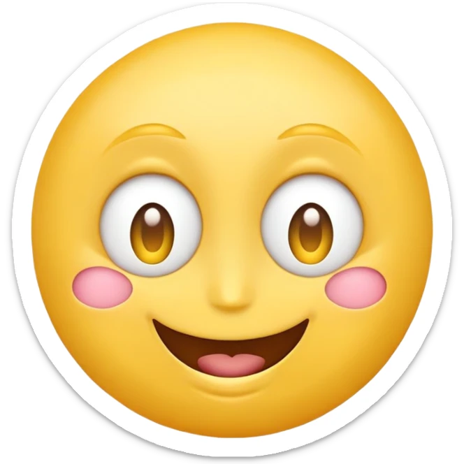 An emoji-style yellow face with a wide smile and two white heart-shaped eyes, expressing admiration or love sticker
