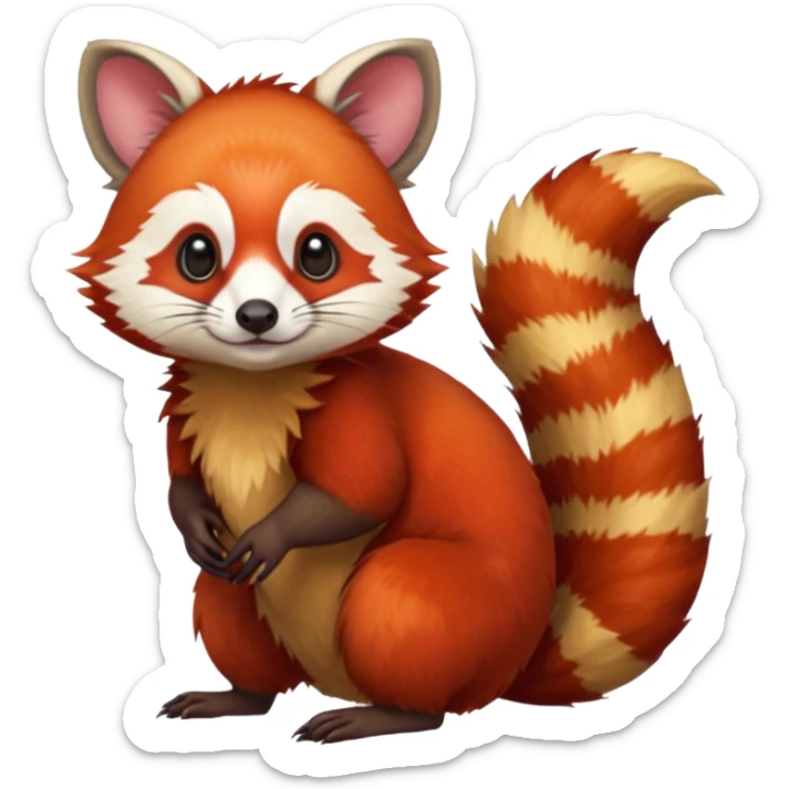 Red-Panda-Cacomistl-Possum-Potaroo-Wallaby-Bettong-Numbat-Red-Jay-bird-Gryphon-Trico-Furret-hybrid-fusion-Fakémon-animal sticker