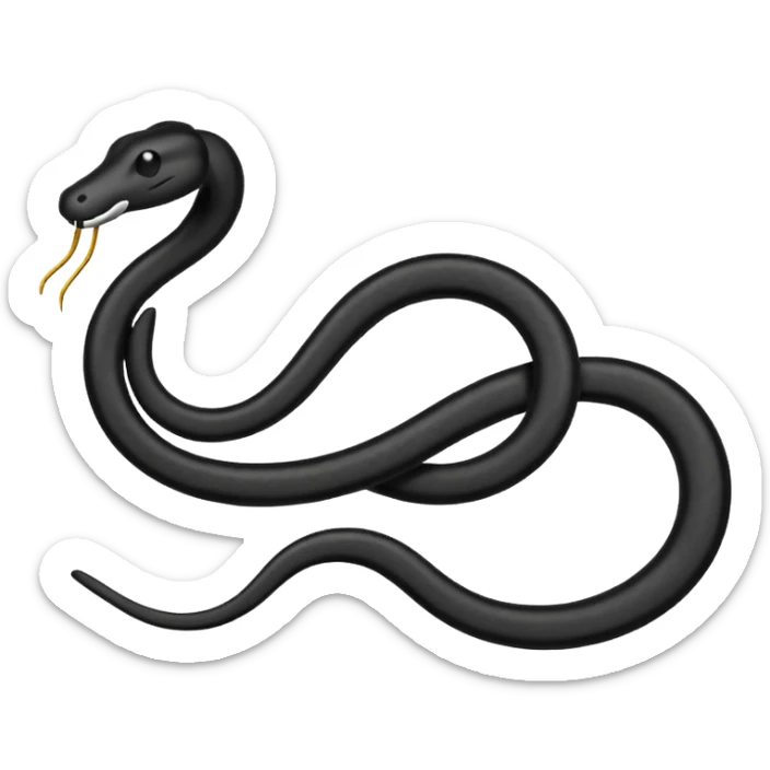 Minimalist emoji-style sticker of a bent paperclip shaped like a snake, wrapping onto itself. Thin black silhouette, no texture. sticker