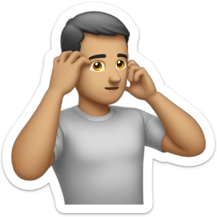 Man, fingers on his forehead sticker