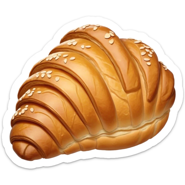 Cinematic Realistic Rustic French Croissant Pastry Emoji, depicted as a flaky, buttery crescent with delicate, layered textures and a slight, intentional char along the edges that imparts a rustic, artisanal charm. The golden, crispy exterior shows a hint of burnt nuance, rendered with warm, inviting lighting and exquisite detail to capture its time-honored, imperfect perfection. sticker
