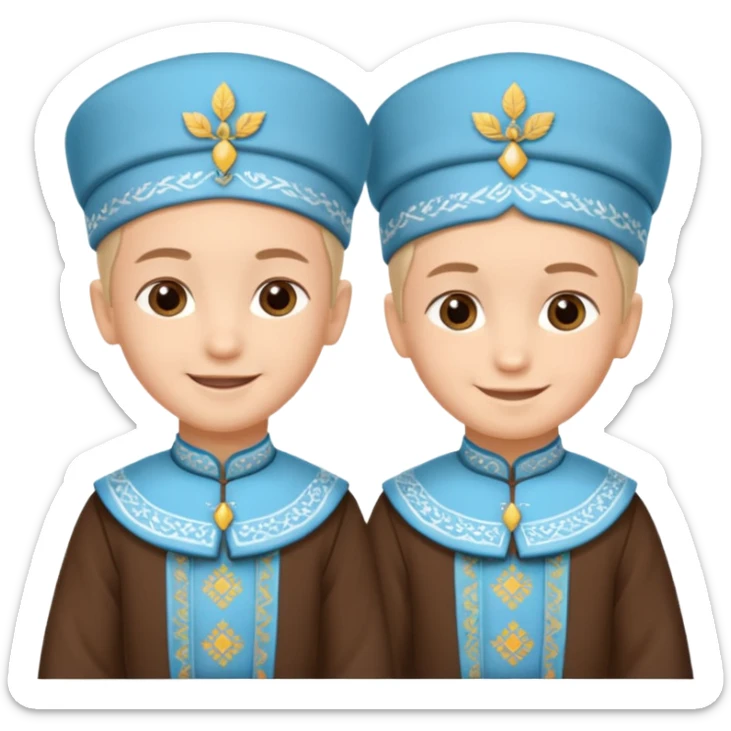 Crimean Tatar children in traditional dress, standing side by side sticker