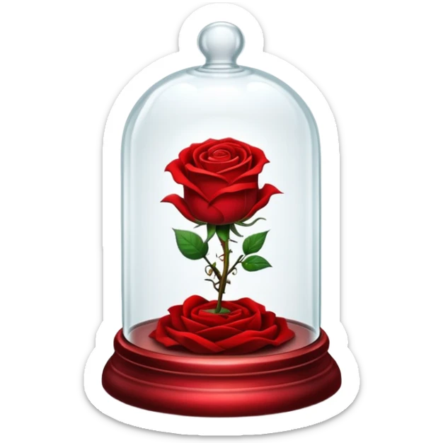 The glowing enchanted rose from Beauty and the Beast in its glass bell  sticker