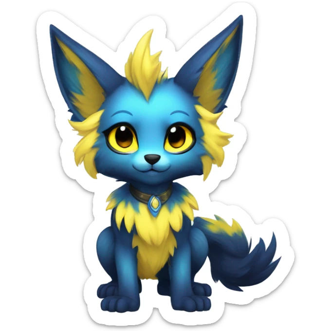 Anthro-Edgy-Cool-Blue-Yellow-Contrast-Colors-Fantasy-Fur-Sona-Chibi-Shiny-Fakémon-Hybrid full body sticker