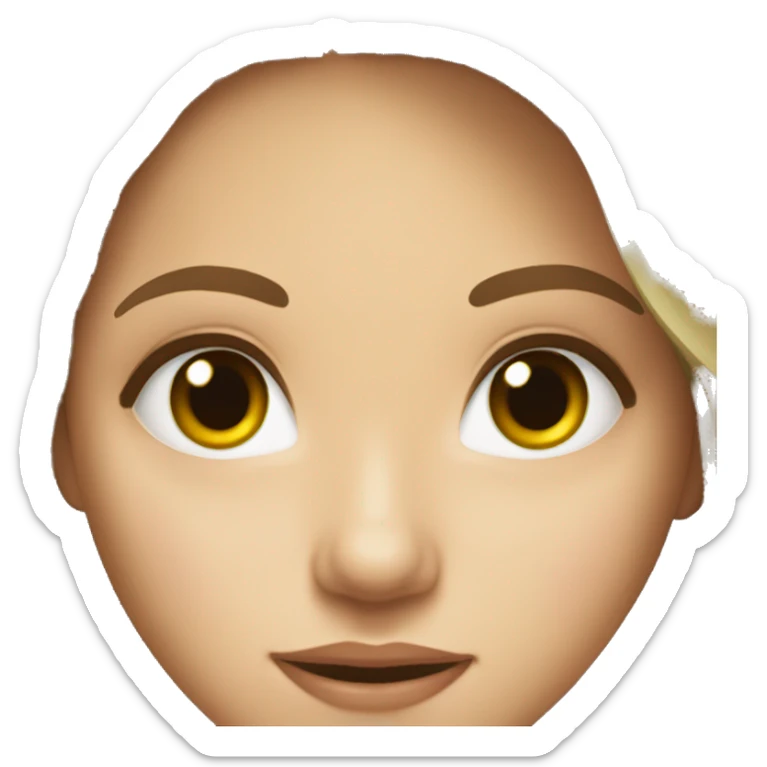 young woman beige skin green eyes with long voluminous brown hair sticker