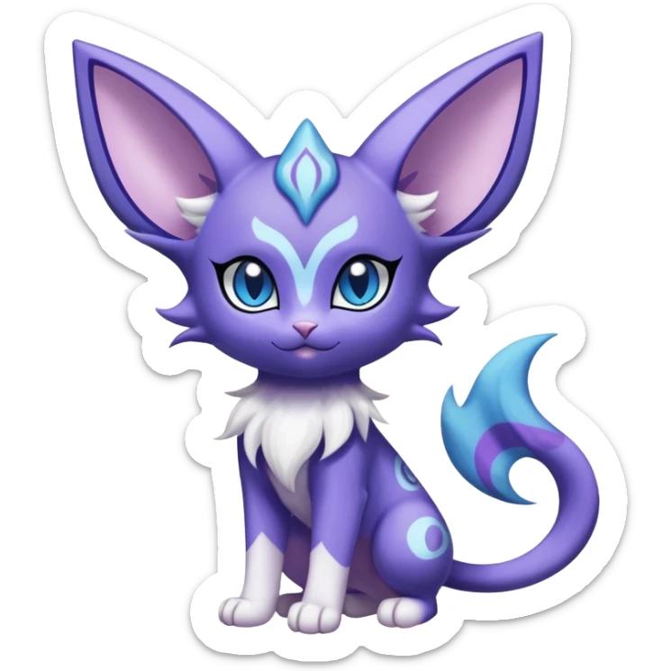Shiny Exotic Cute Adorable Majestic Espeon-Purrloin-Delcatty-Meowstic-Hybrid-Creature with pattern-markings sticker