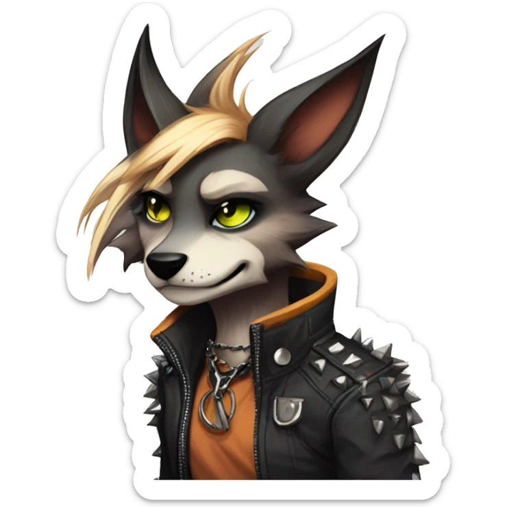 cool edgy animal fursona by griffsnuff & LiLaiRa & Falvie with badass colors and a spiked collar full body sticker