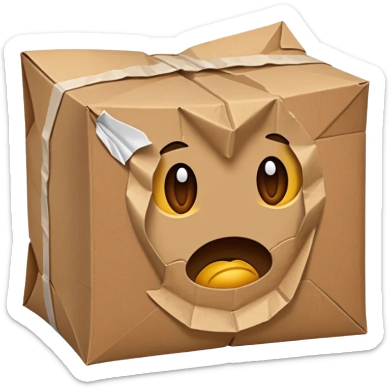 Generate a realistic emoji of a package being damaged. The emoji is simple and has no facial expressions sticker