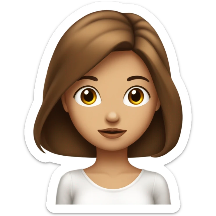 Une fille, avec les yeux marron des lèvres volumineuse, la peau blanche un peu bronzé, les cheveux long lisse et brun, mâchoire dessiné  sticker