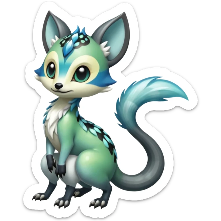 Icy Clear Glossy Glassy Gassy Mossy Meloetta-Vernid-Trico-Sergal-Civet-Fakémon-creature-hybrid sticker