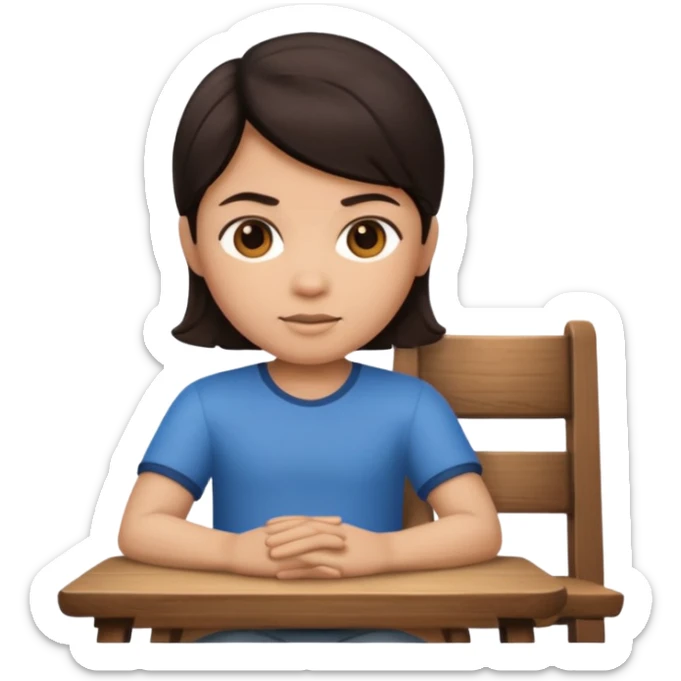 Memoji sitting on a chair from behind (pnly hair and back of the chair shown) focusing  sticker
