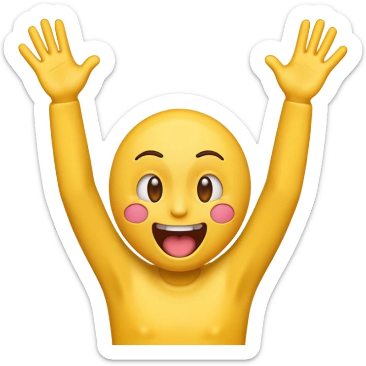 Screaming emoji with its arms up in the air reaching for something sticker