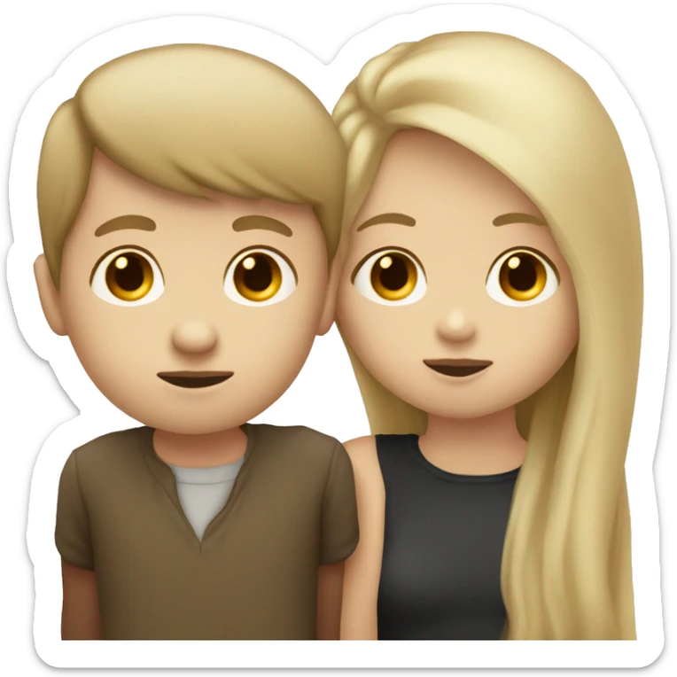 pale boy with dirty blonde hair kissing a tan girl with dark brown hair  sticker