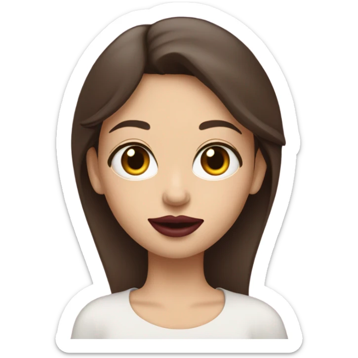 White brunette girl dressed in burgundy putting lipgloss on her lips sticker