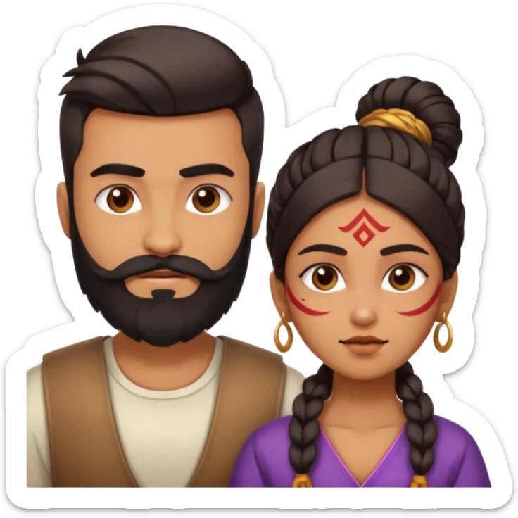 brother and sister fighting modern culture naughty  - indian skin and hairstyle - men beard - fight and love sticker