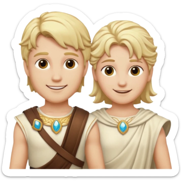 Castor and Pollux, The Twin Gods from Gods and Goddesses with blonde hair, cream outfit sticker