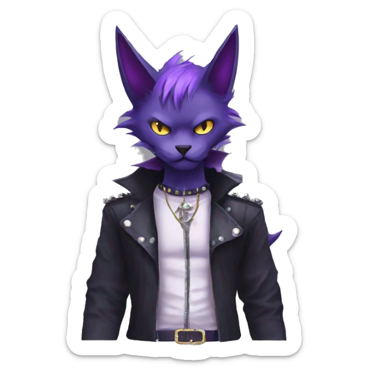 cool edgy evil black punk Purple nargacuga-bat-cat-Fakemon collar full body sticker